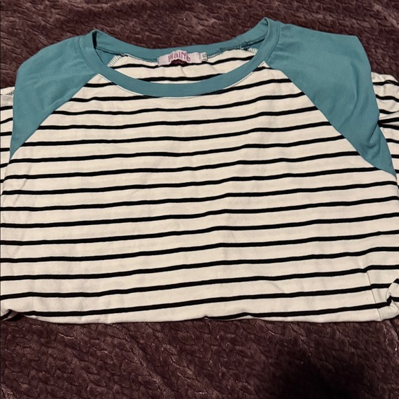Polly Women's Striped Raglan Top - Black and Blue - Picture 1 of 1